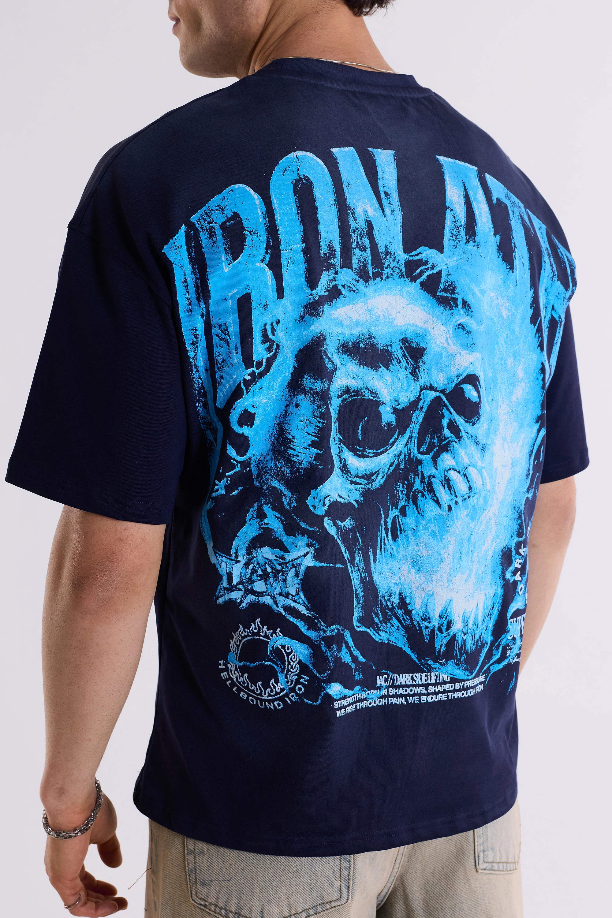 Anti-Hellbound Oversize T-Shirt - Faded Lacivert
