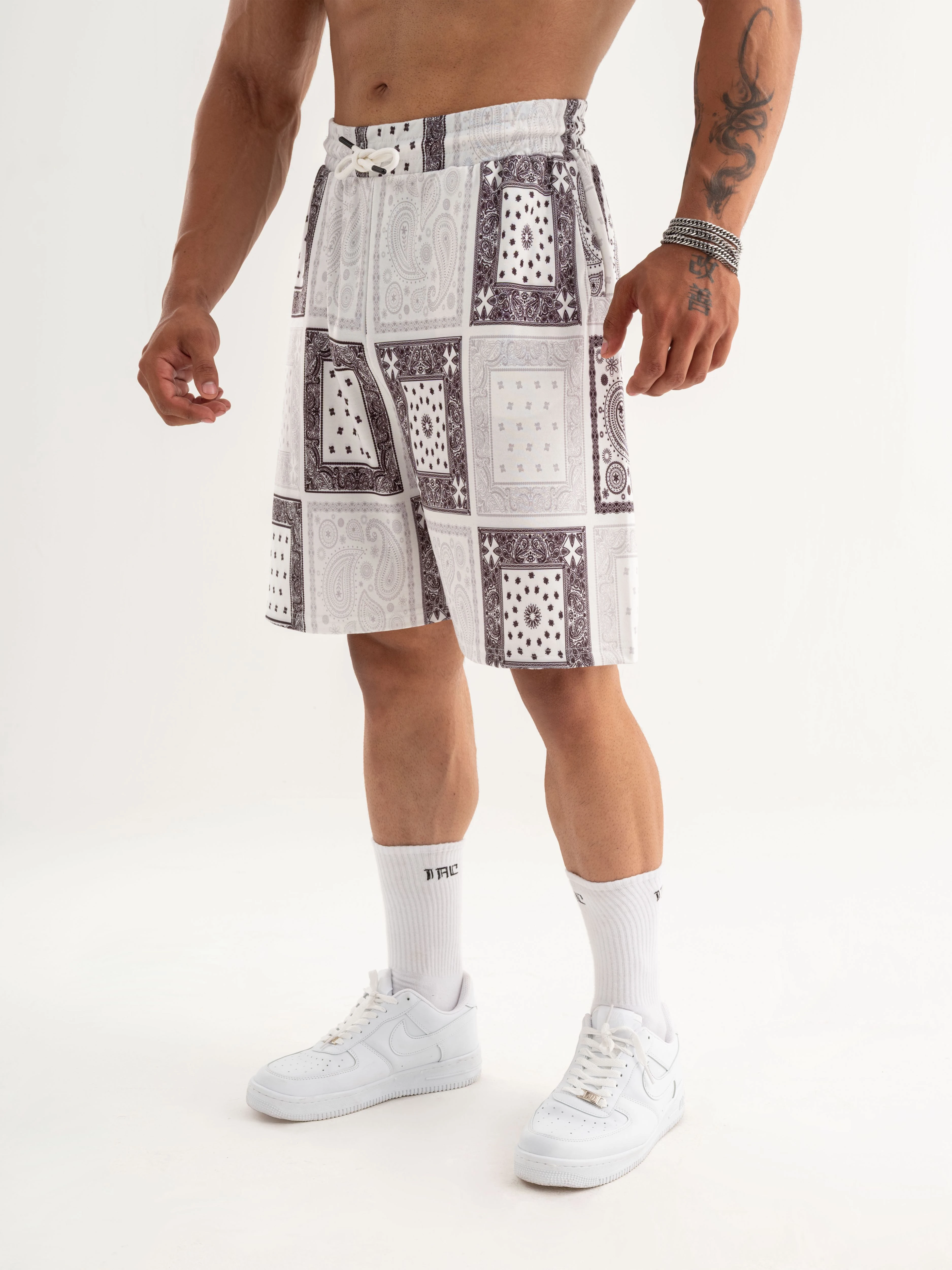 Bandana Oversize Short - Paisley Ekru