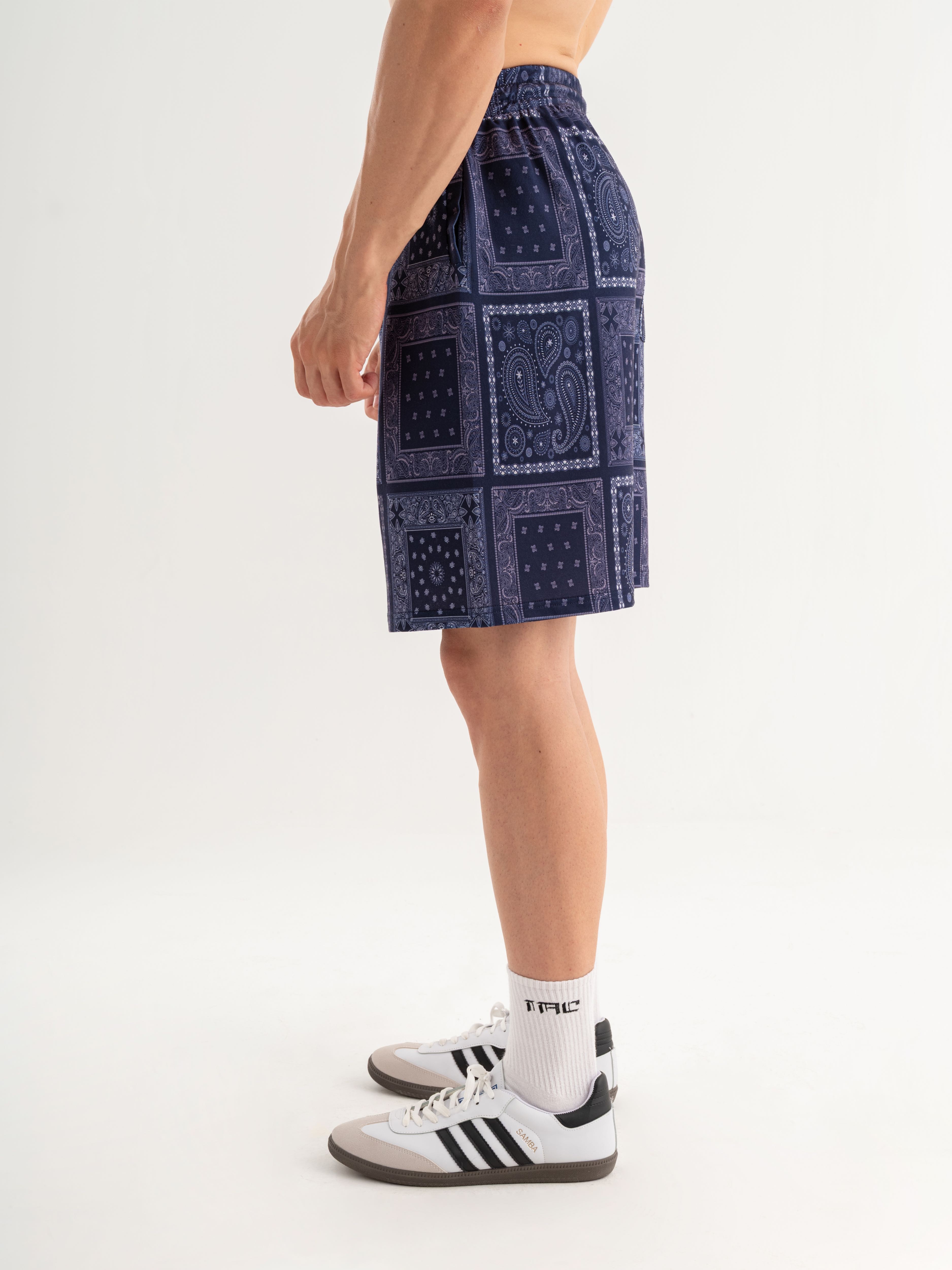 Bandana Oversize Short - Paisley Lacivert