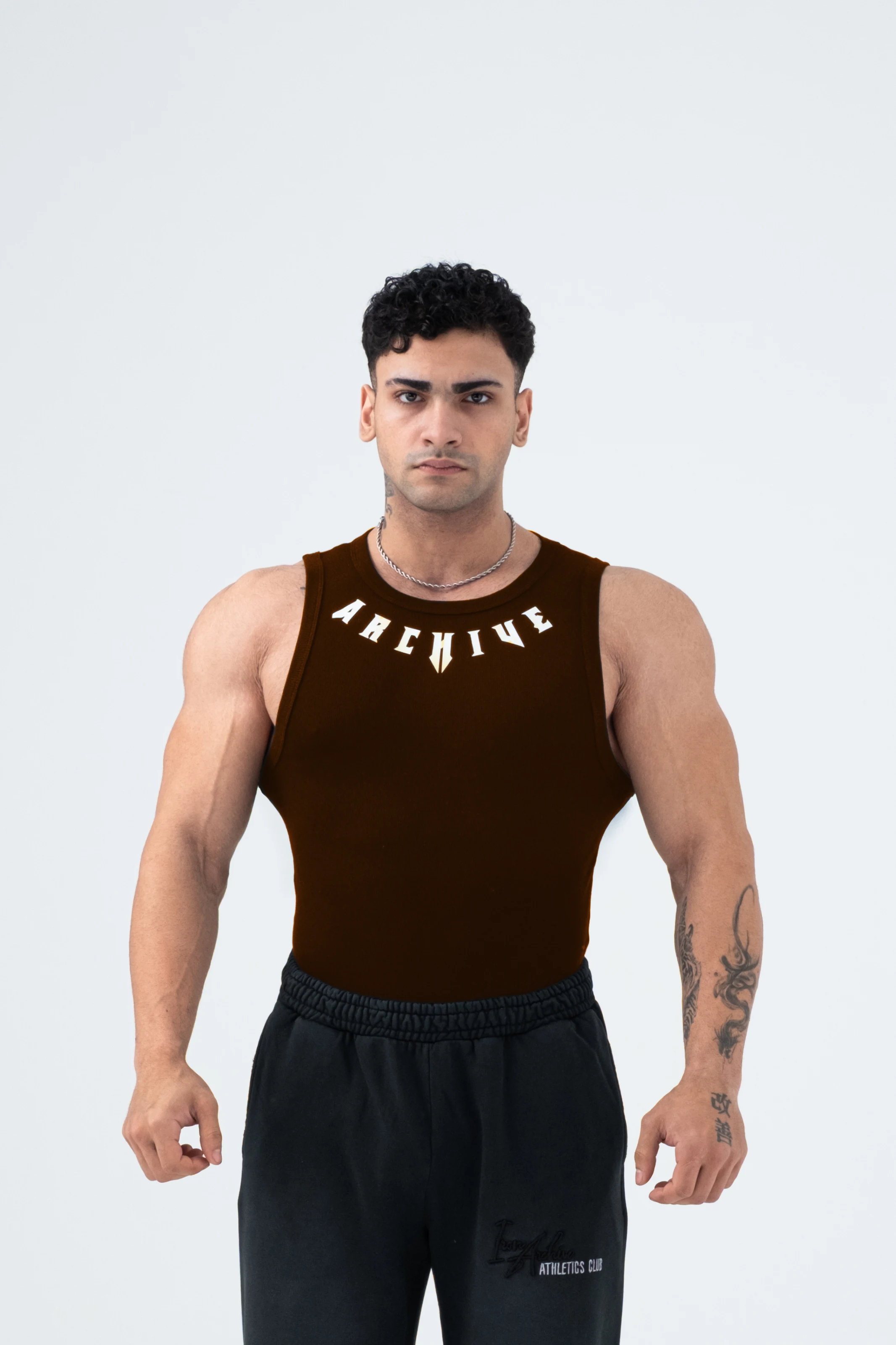 Archive Ribbed Tank - Kahverengi