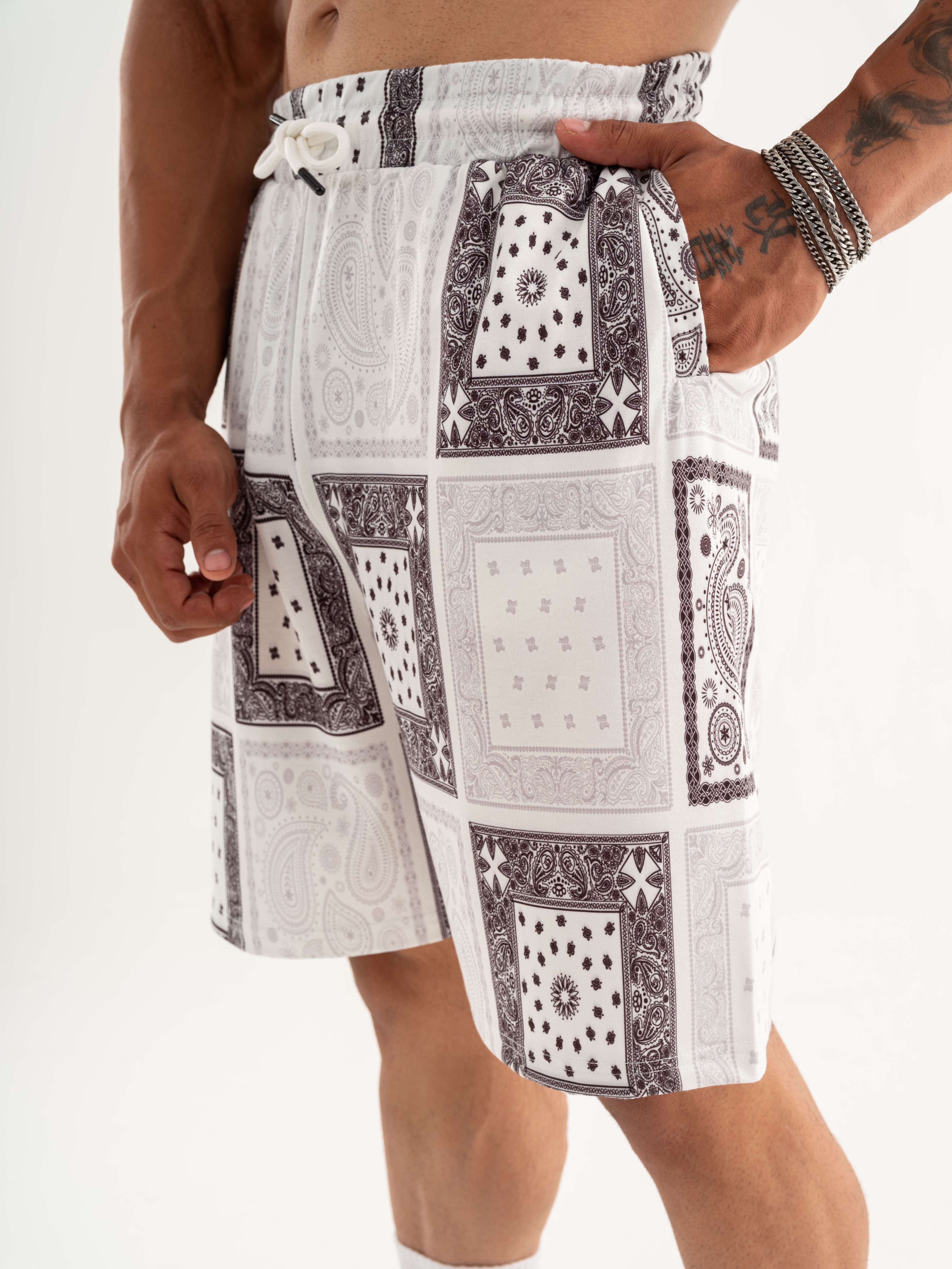 Bandana Oversize Short - Paisley Ekru
