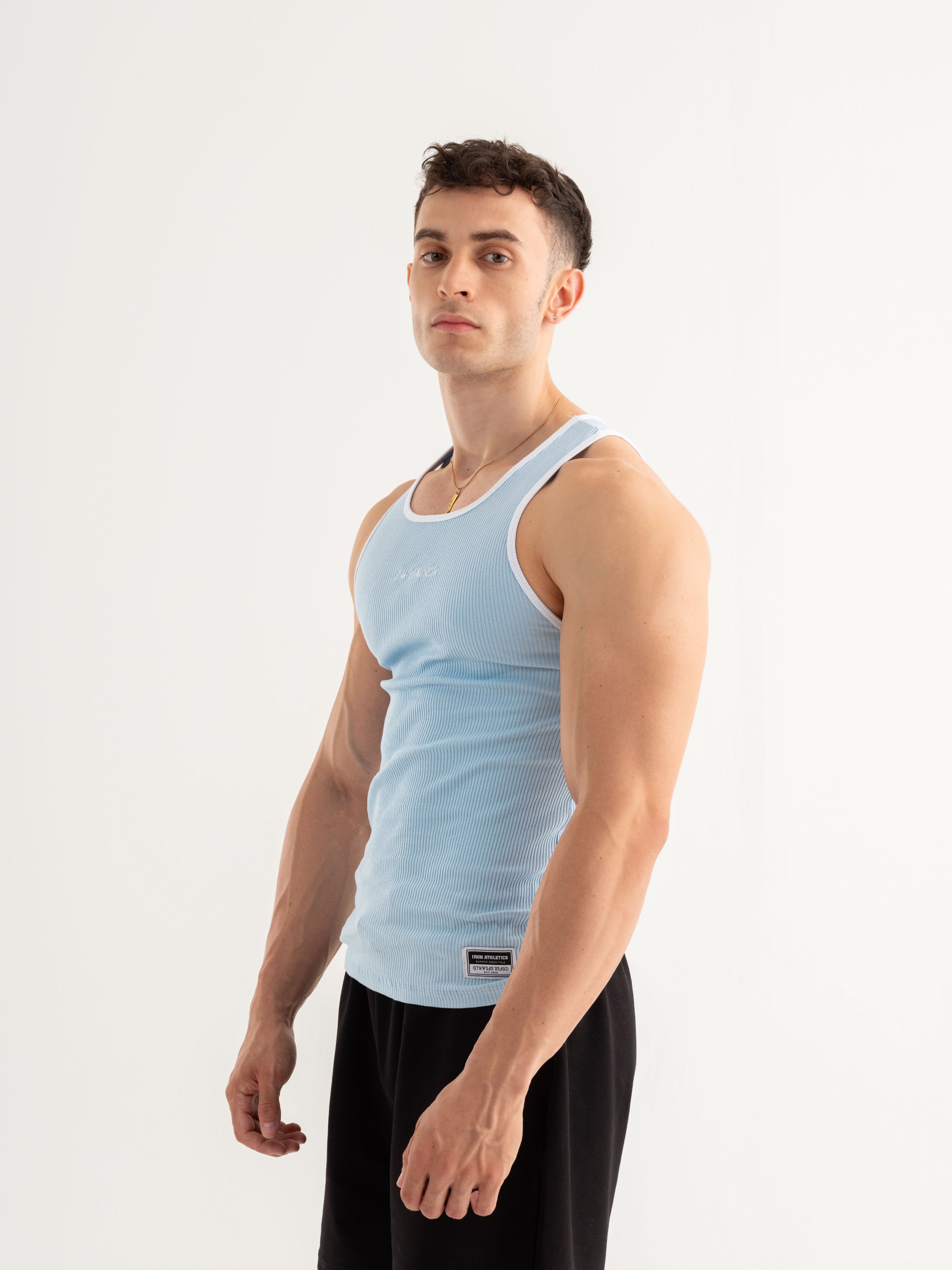 Retro Fitilli Atlet - Pastel Mavi