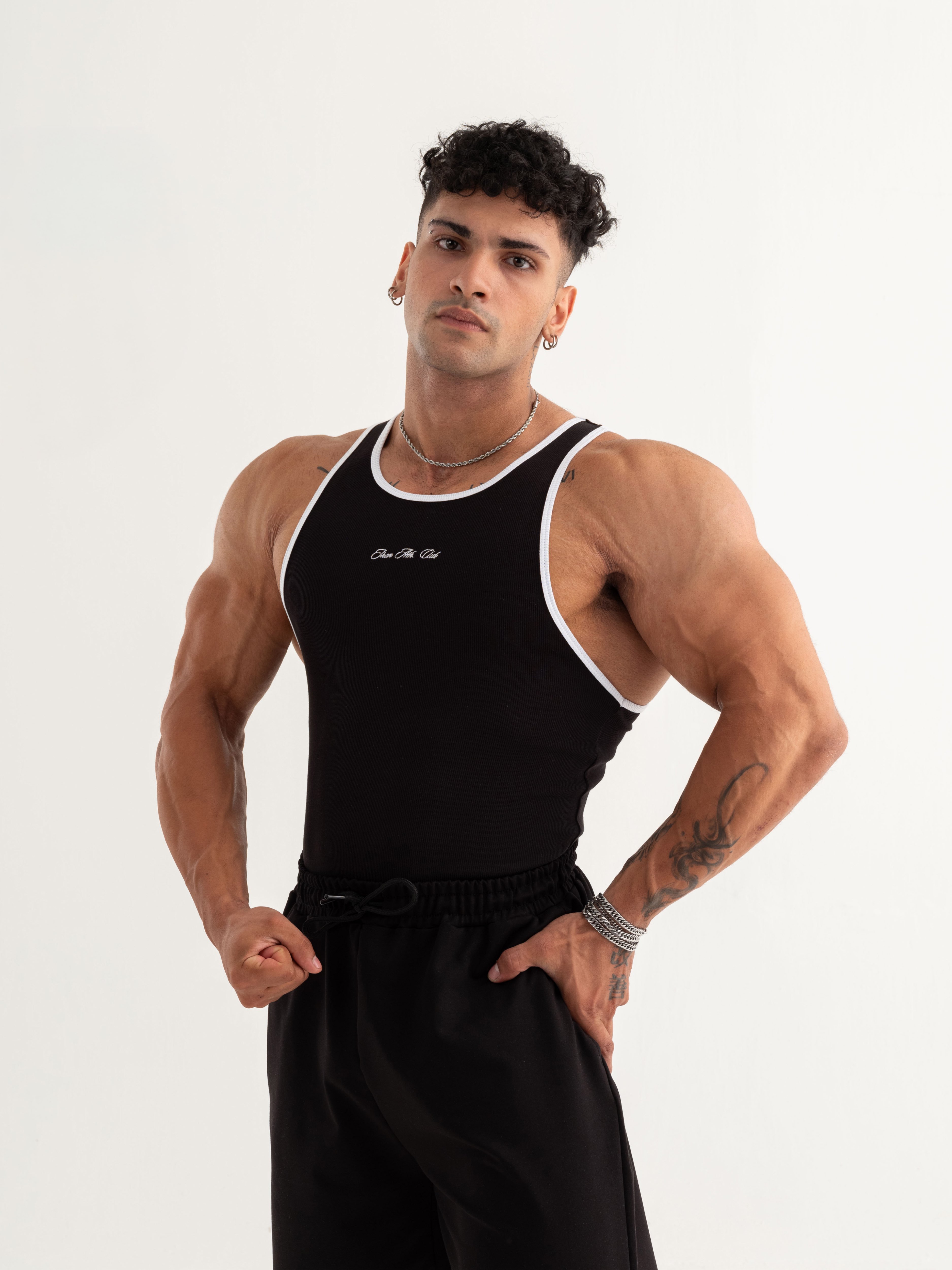 Retro Fitilli Atlet - Siyah