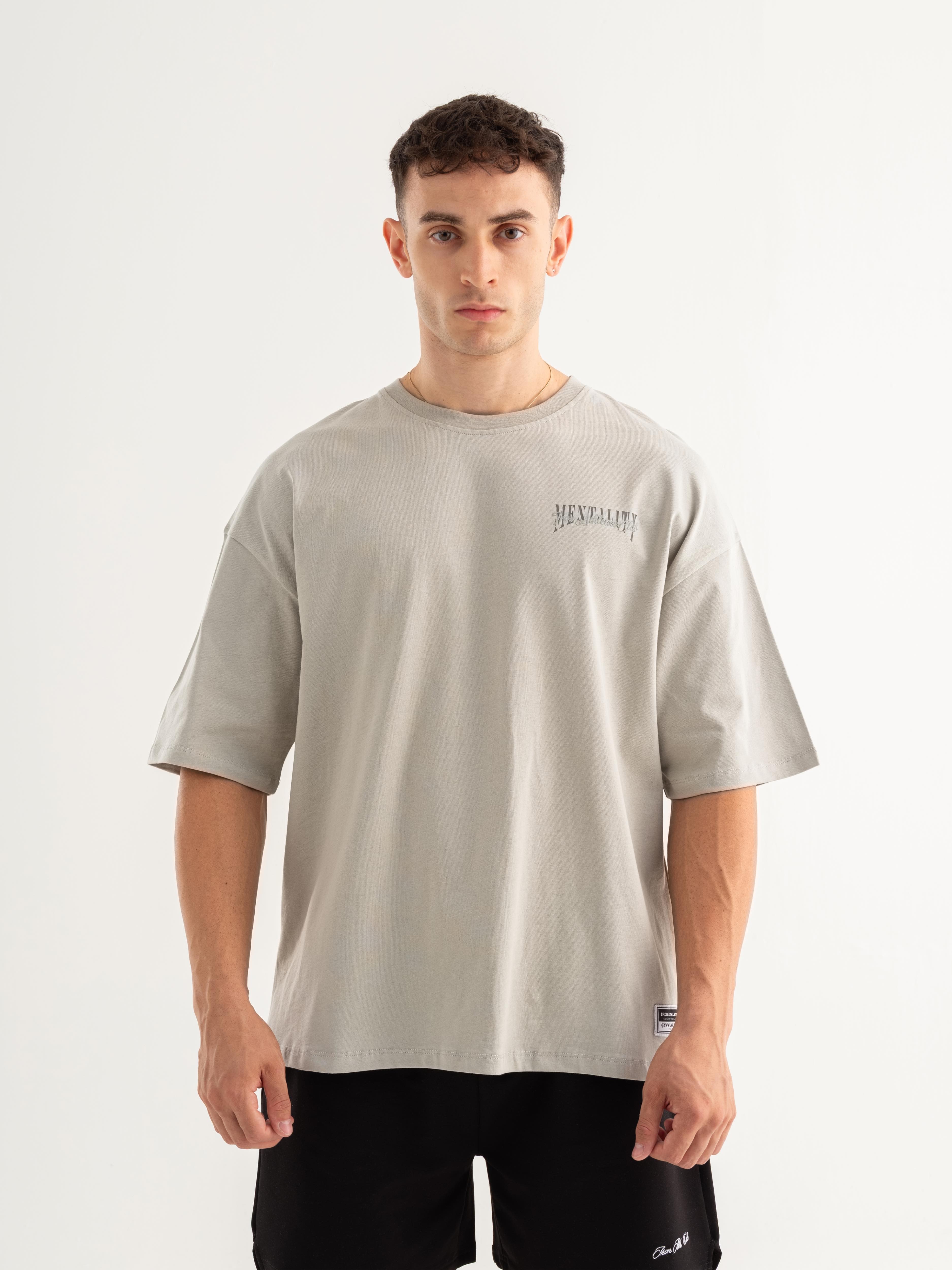Mentality Oversize T-shirt - Boyalı Gri
