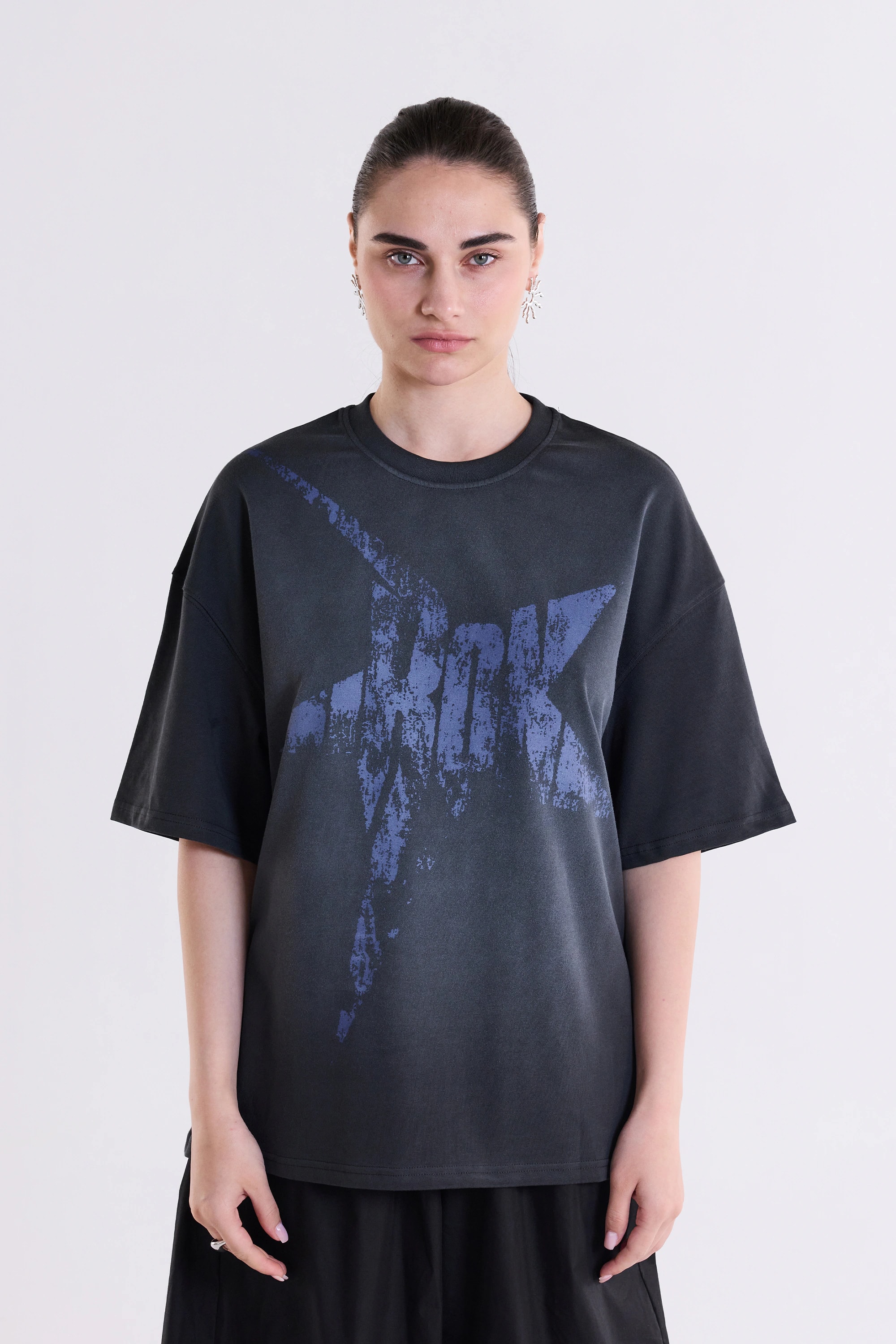 Star Oversize T-Shirt - Faded Antrasit