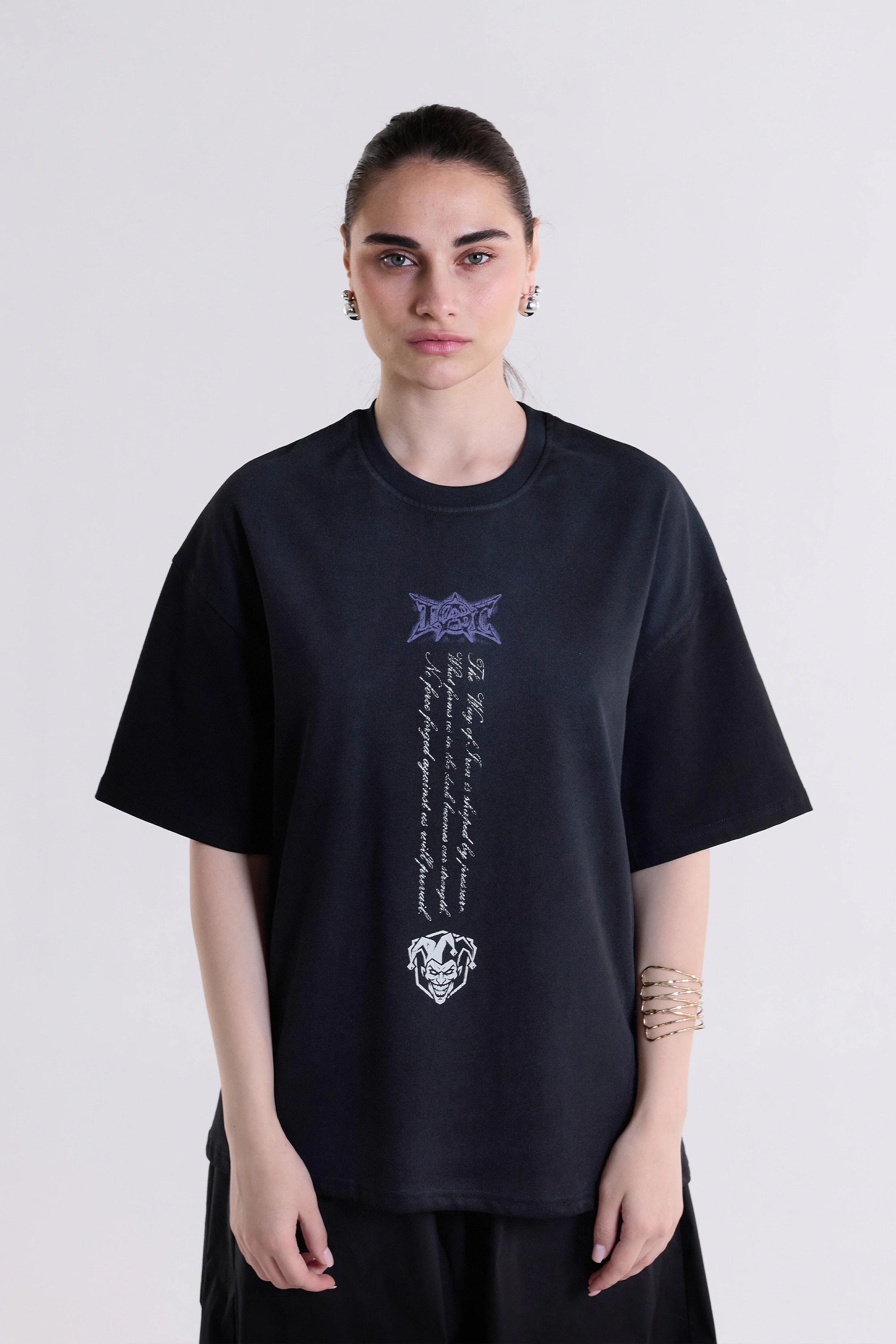 Joke Oversize T-Shirt - Faded Siyah