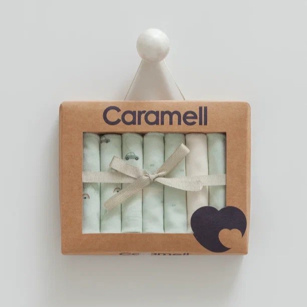 Caramell Unısex Kraft Kutulu 7Li Mendil - Yeşil