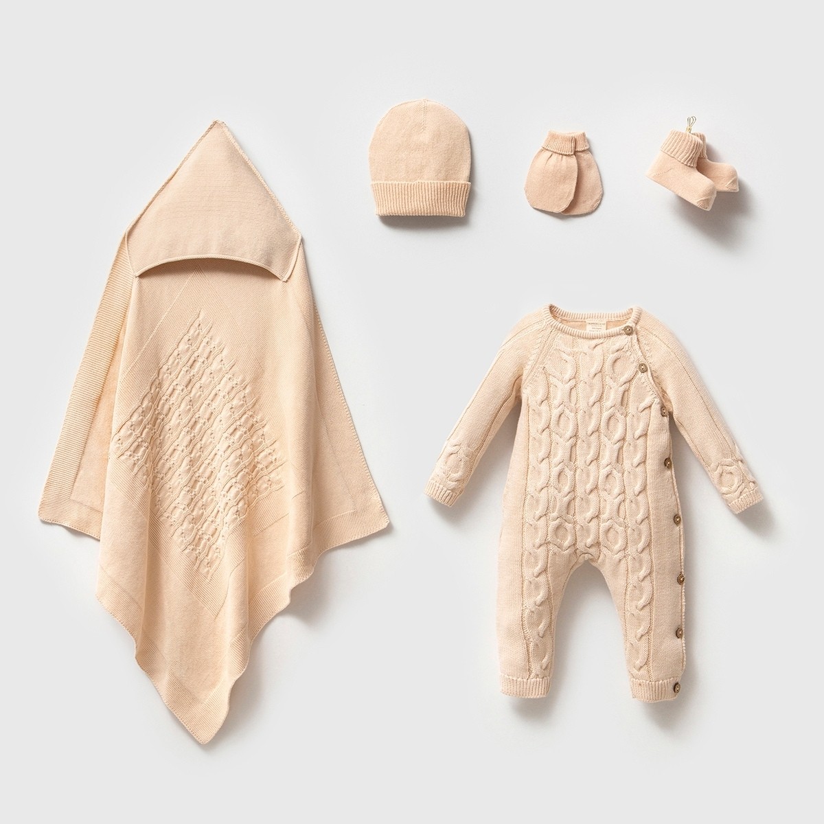 NİPPERLAND UNISEX 0-3 AY GOTS SERTİFİKALI KUNDAKLI 5Lİ SET - Bej