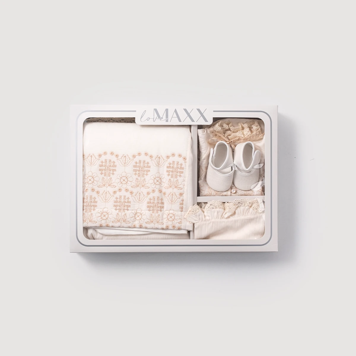 Kız Bebek 0-3 Ay Dantelli Nakışlı Kutulu 6'Lı Hastane Çıkış Seti