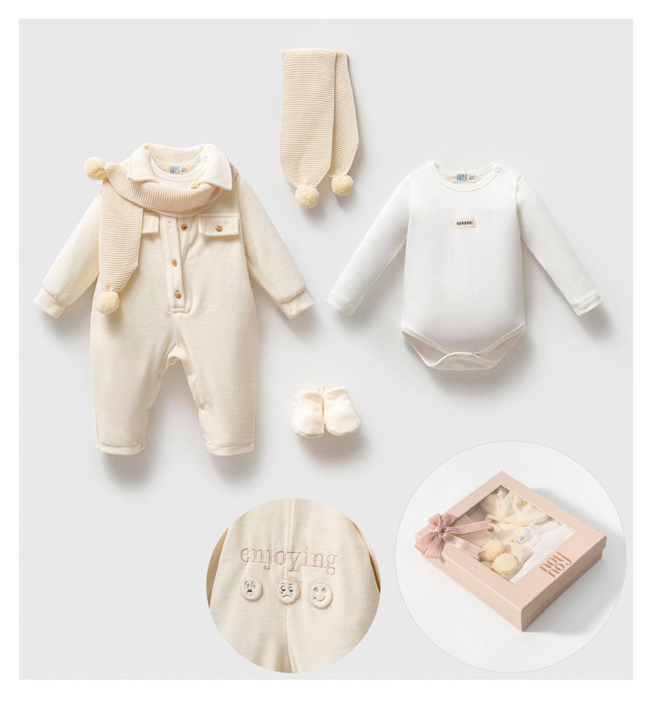 KIZ BEBEK 3-6 AY KADİFE TULUM BODY KAŞKOLLU 4LÜ TAKIM