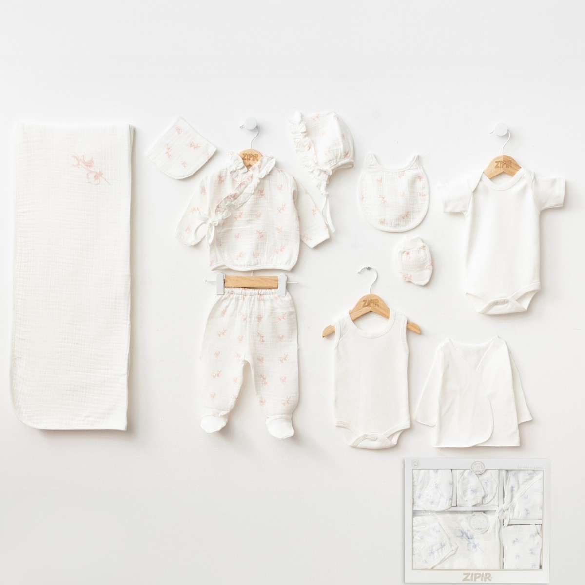 UNISEX 0-3 AY MÜSLİN KUMAŞ 10 LU YENİDOĞAN VE HASTANE ÇIKIŞ SET