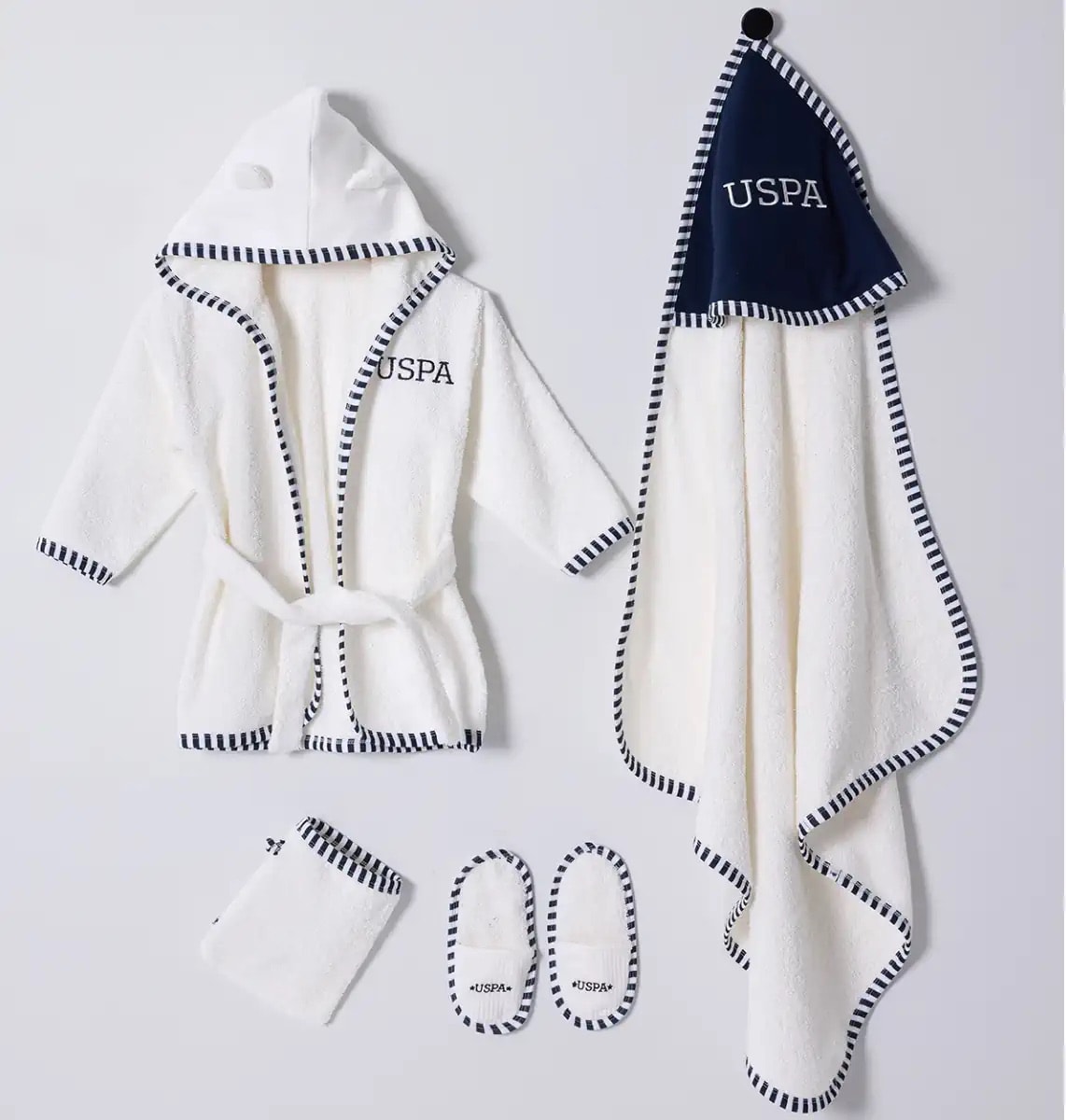  U.S. POLO ASSN. Erkek Bebek 0-12 Ay 4Lü Bornoz Seti