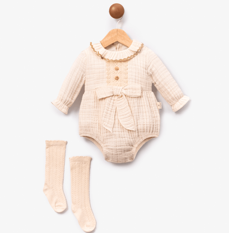 KIZ BEBEK 6-9-12 AY 4KAT MÜSLİN ROMPER