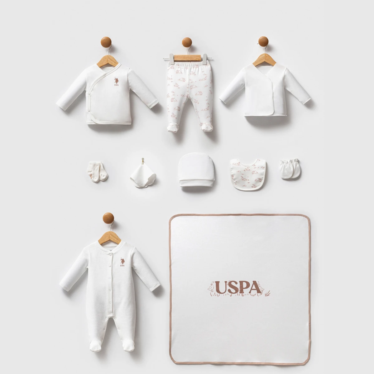 U.S POLO Kız Bebek 0-3 Ay 10Lu Zıbın Hastane Çıkış Seti