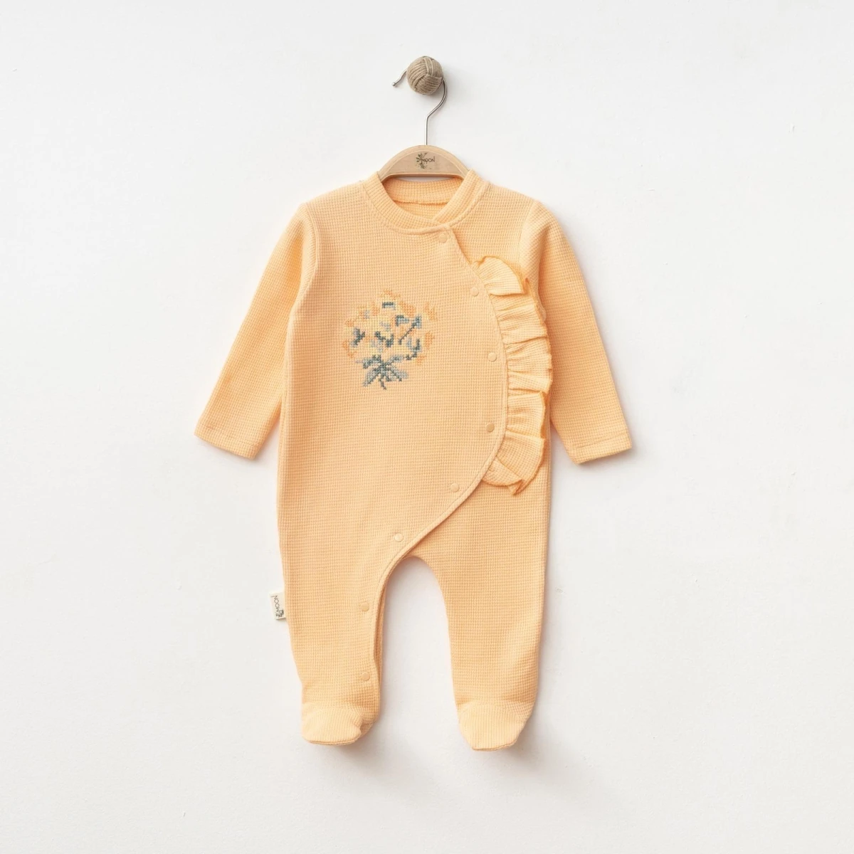 Kız Bebek Çiçek Kanaviçeli Pamuklu Tulum