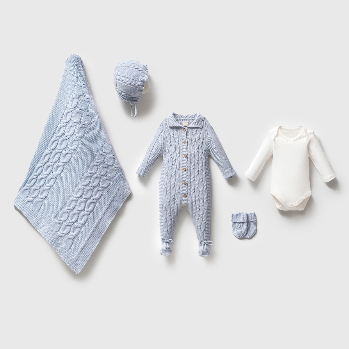 ORGANİK PAMUKLU TRİKO UNISEX BEBEK  0-3 AY ALEX 5Lİ SET