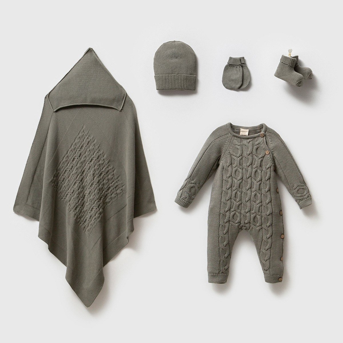 NİPPERLAND UNISEX 0-3 AY GOTS SERTİFİKALI KUNDAKLI 5Lİ SET - Koyu Yeşil