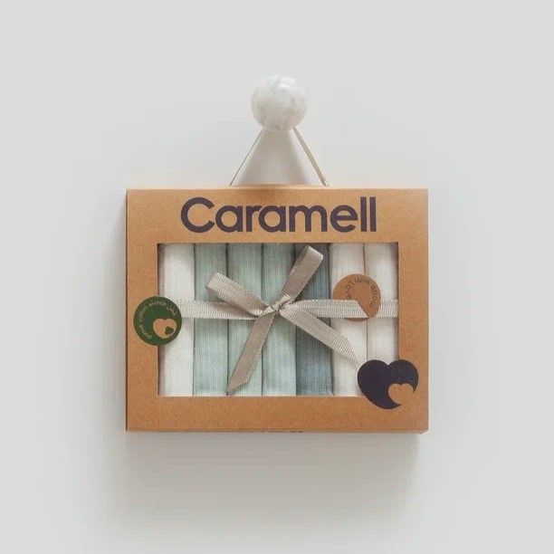 Caramell Unısex Kraft Kutulu 7Li Mendil - Yeşil