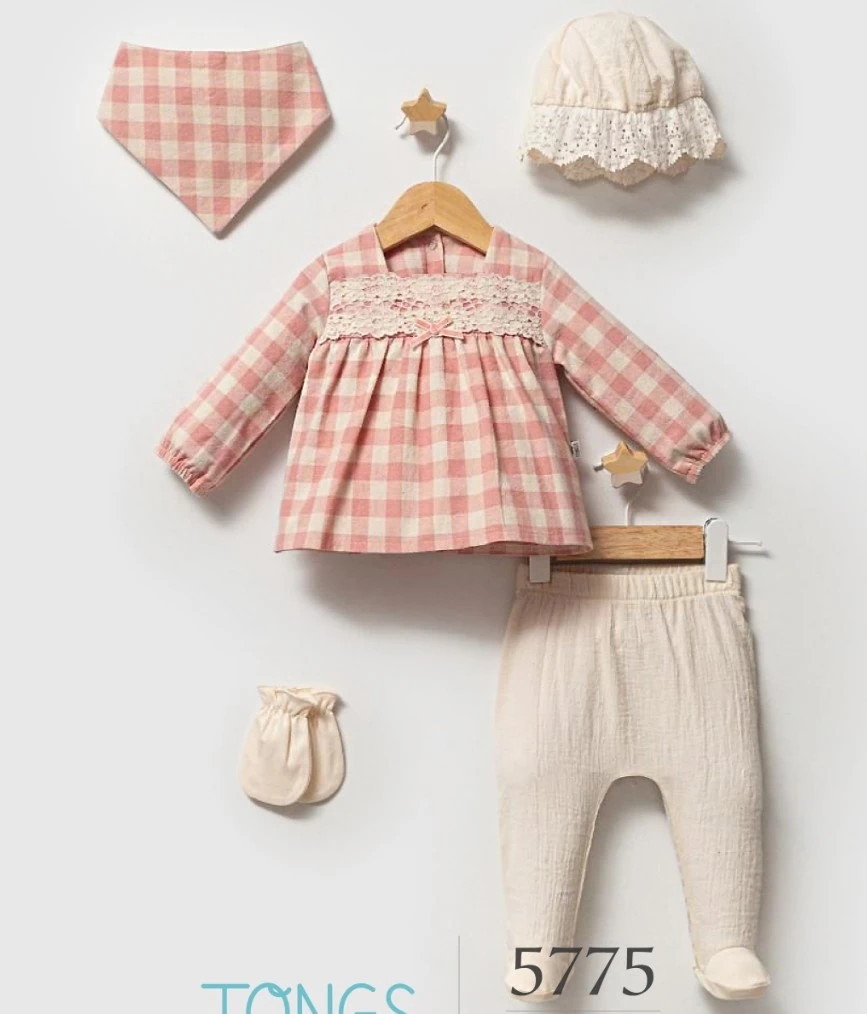 Kız Bebek Sensitive Ekose 5'Li Hastane Çıkış Ve Yenidoğan Set