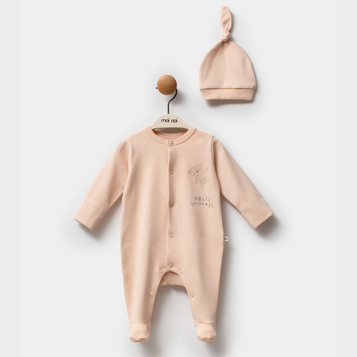 UNISEX 0/3-3/6 AY AYICIK ŞAPKALI PAMUKLU TULUM