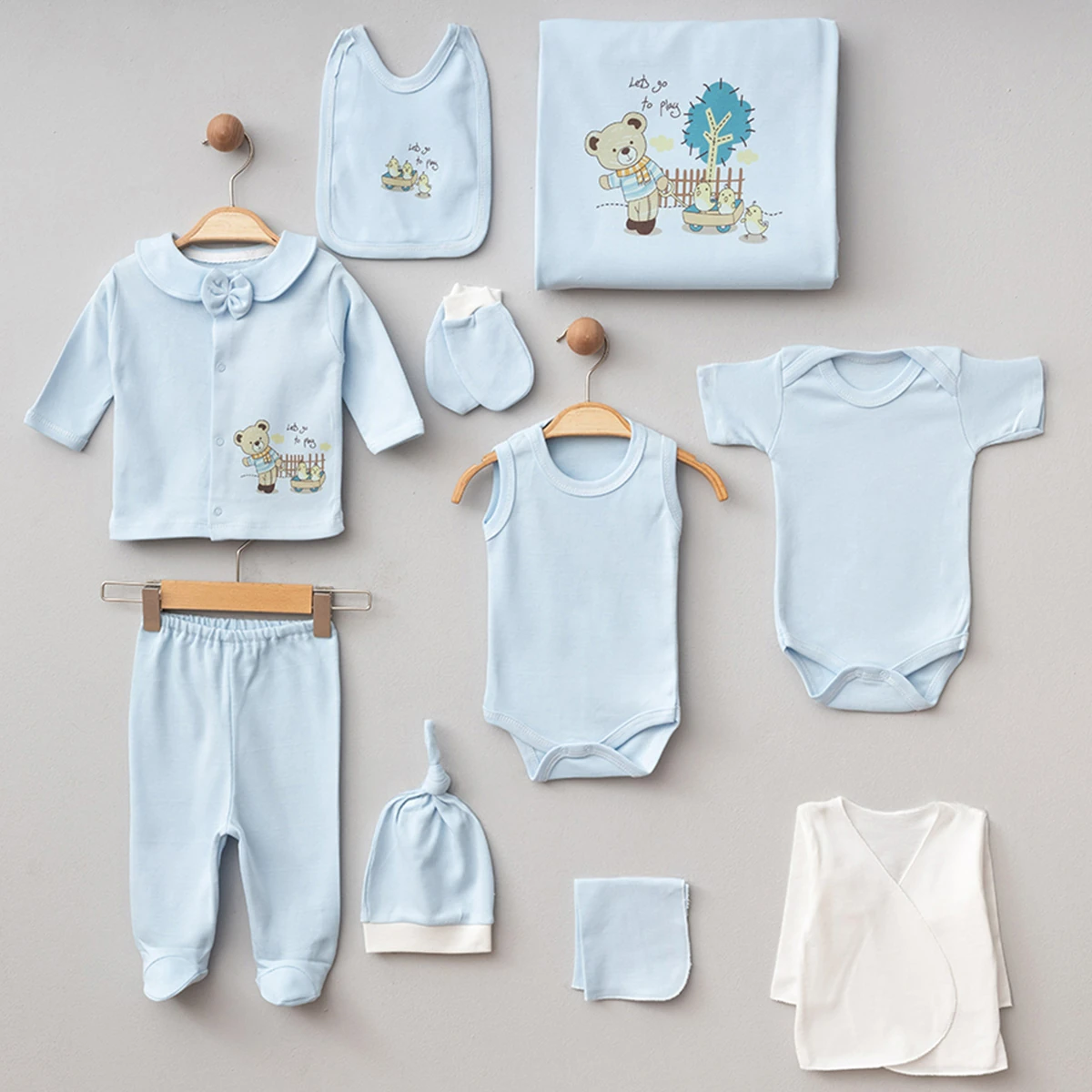 Unısex Bebek 0-3 Ay Ayıcık ve Civciv Temalı 10Lu Hastane Çıkış Seti