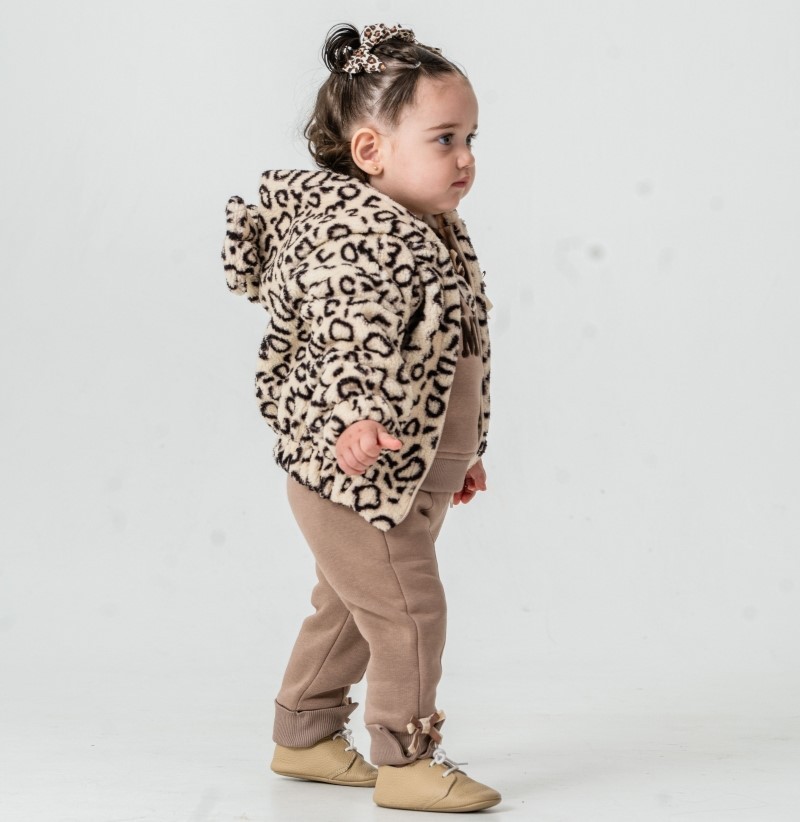 KIZ BEBEK 9-12-18 AY LEOPAR DESENLİ  3LÜ TAKIM