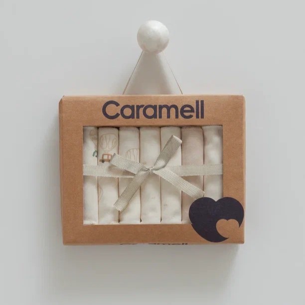 Caramell Unısex Kraft Kutulu 7Li Mendil - Ekru