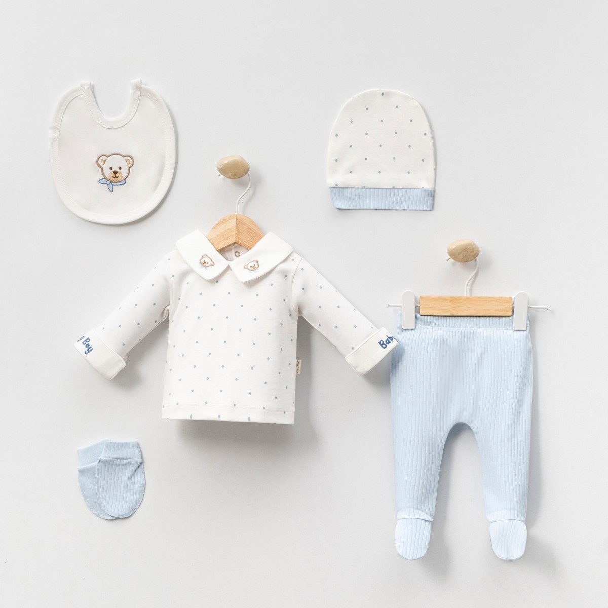 ERKEK BEBEK 0-3 AY BABY BOY PUANLI 5Lİ SET
