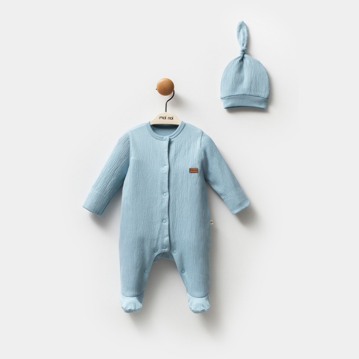 UNISEX 0/3-3/6-6/9 AY ŞAPKALI PAMUKLU TULUM