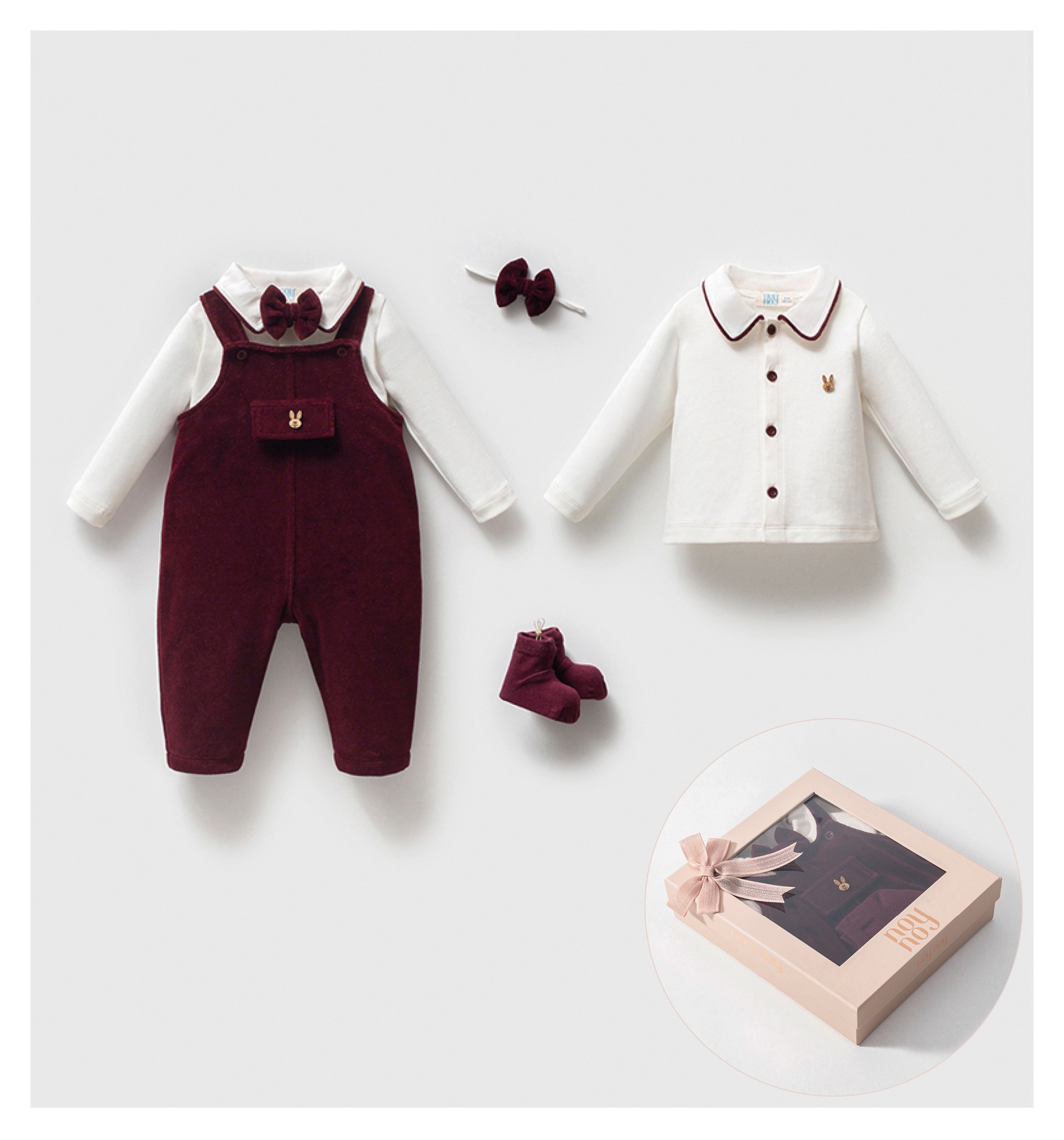 ERKEK BEBEK 3-6 AY KADİFE TULUM PAPYON BODY ÇORAP 4'LÜ TAKIM