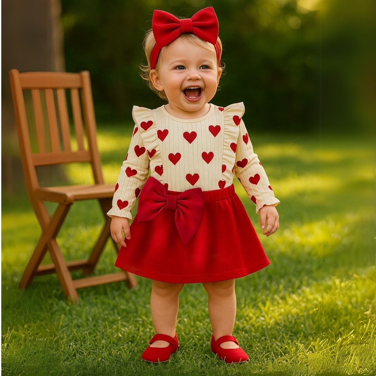  KIZ BEBEK 6-9-12 AY BÜYÜK KALP ETEKLİ TAKIM