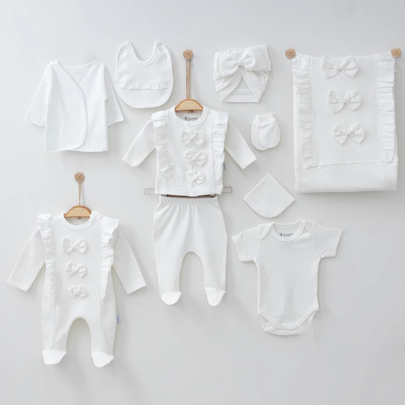 Naturel Fiyonklu Kız Bebek 0-3 Ay 10'Lu Hastane Çıkış Seti