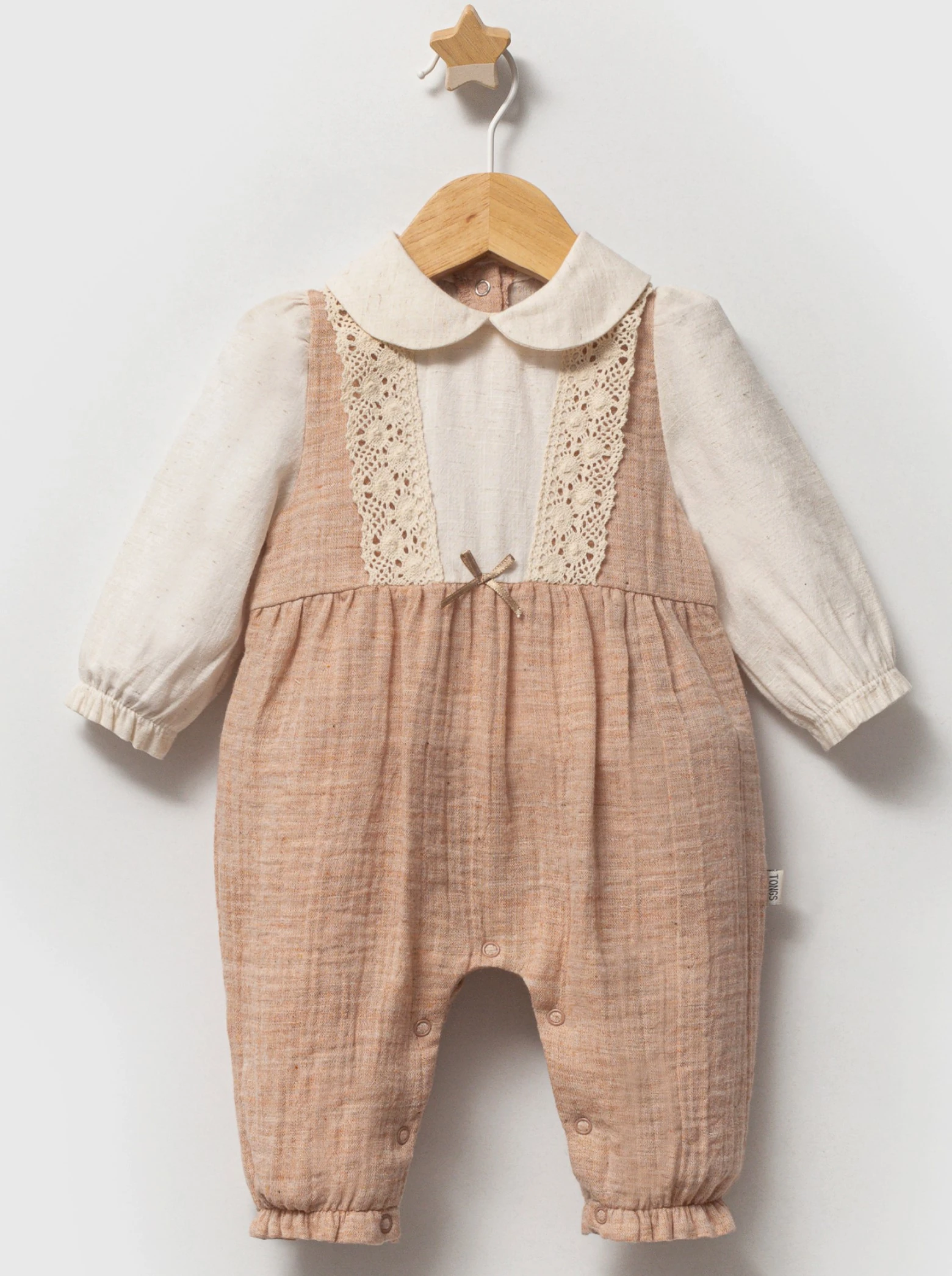 3-6-9 Ay Kız Bebek Şık Fiyonklu Tulum