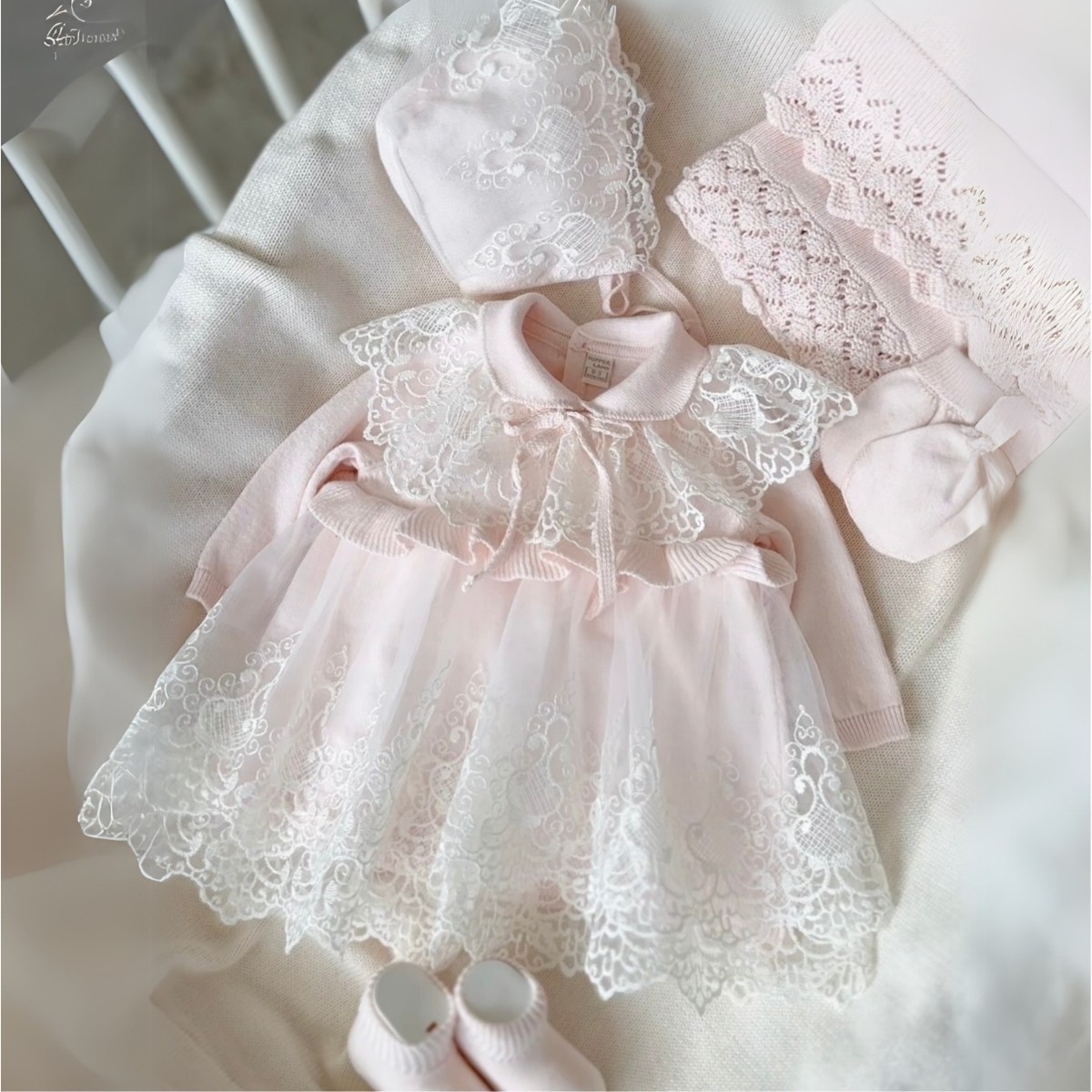 NİPPERLAND KIZ BEBEK ELBİSELİ 0-3 AY LORA DANTELLİ 5Lİ SET - Pembe