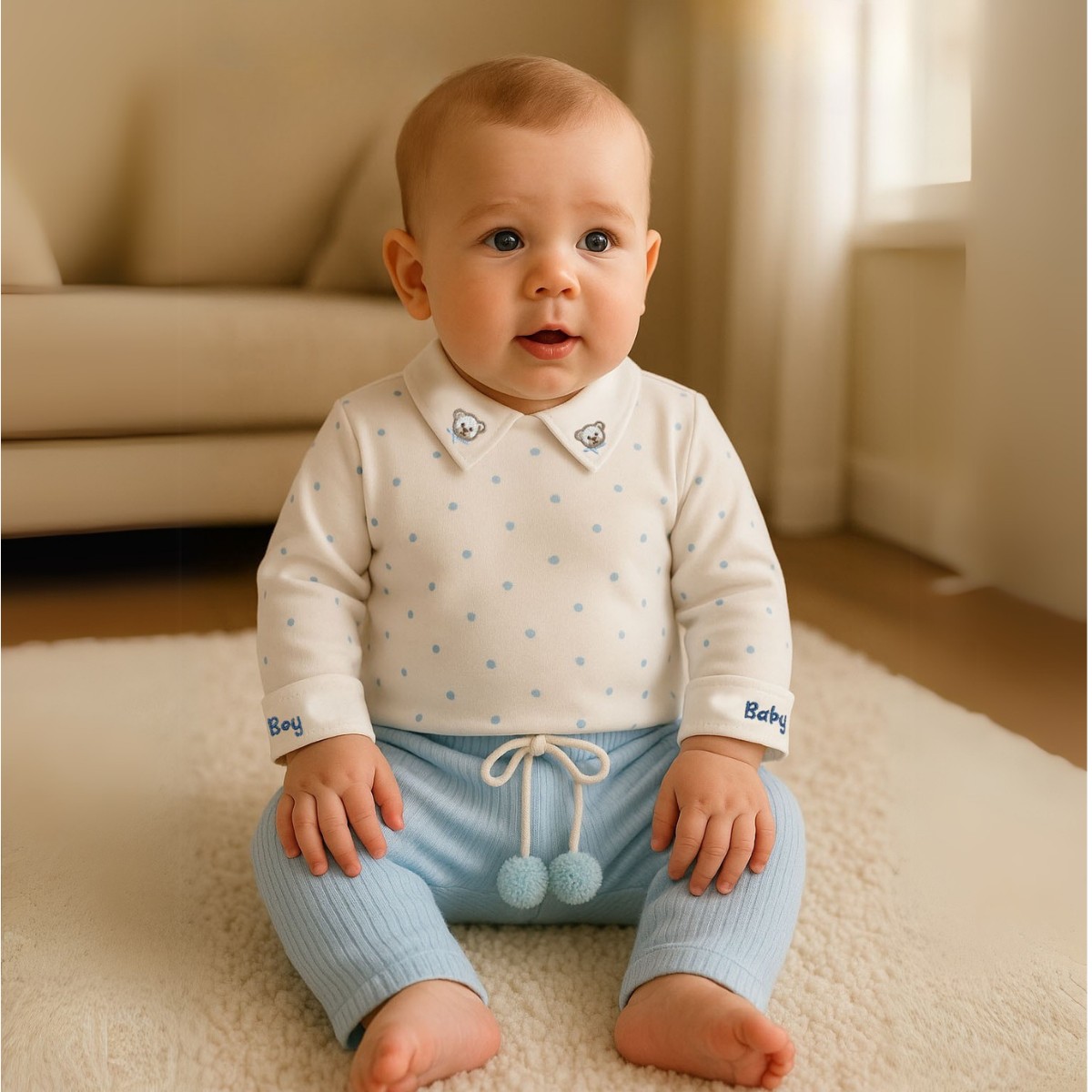 ERKEK BEBEK 6-9-12 AY BABYBOY 2Lİ TAKIM - Mavi