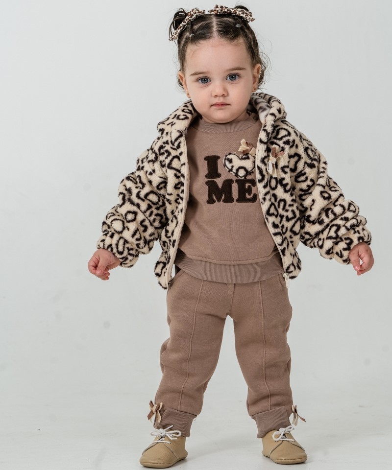 KIZ BEBEK 9-12-18 AY LEOPAR DESENLİ  3LÜ TAKIM