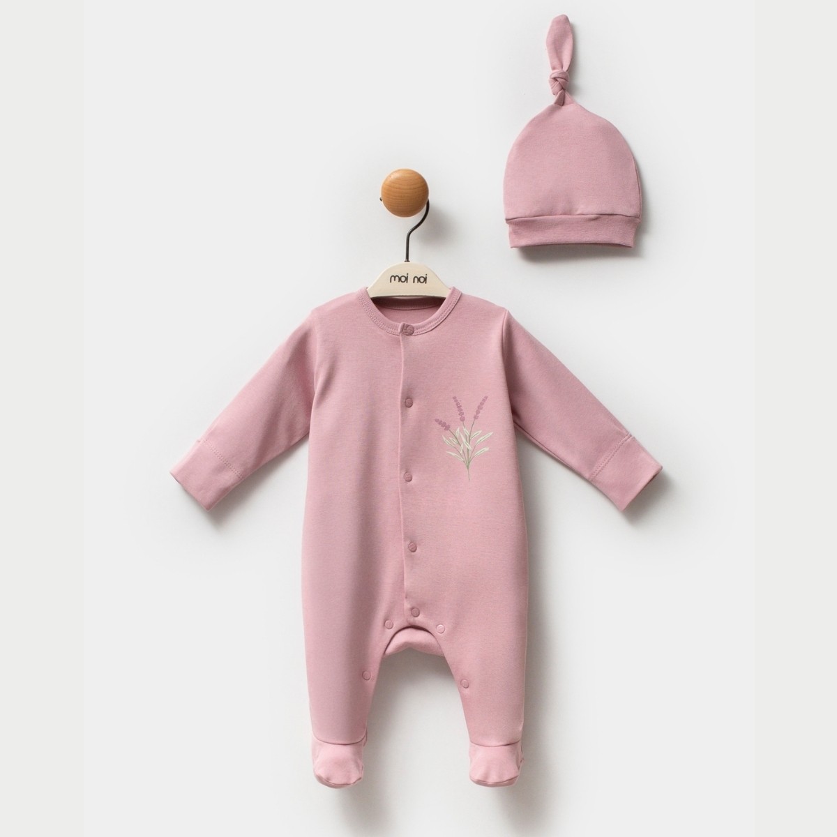 KIZ BEBEK 0/3-3/6 AY ŞAPKALI ÇİÇEKLİ PAMUKLU TULUM