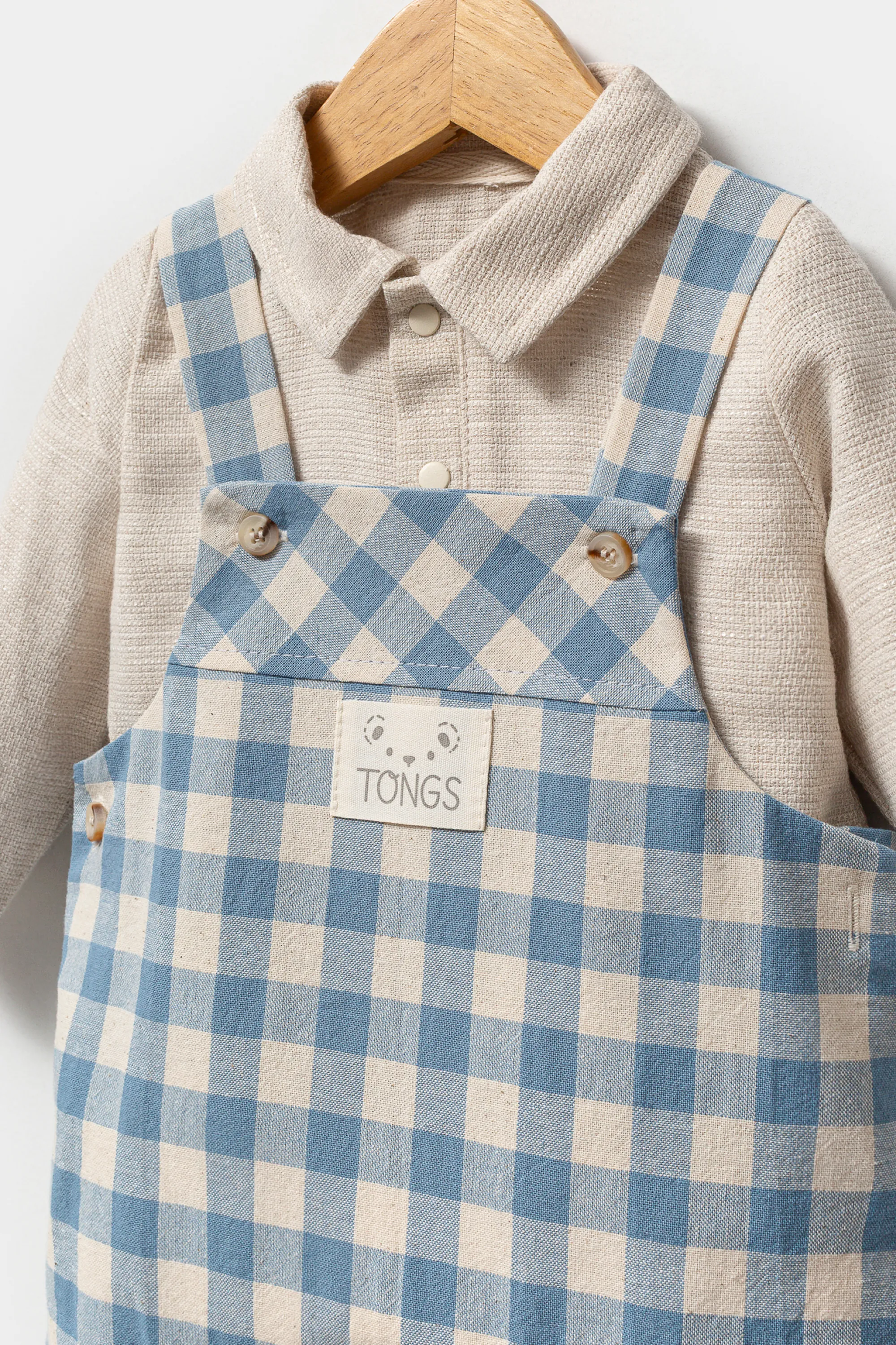 3-6-9 Ay Erkek Bebek Ekose Salopet Tulum