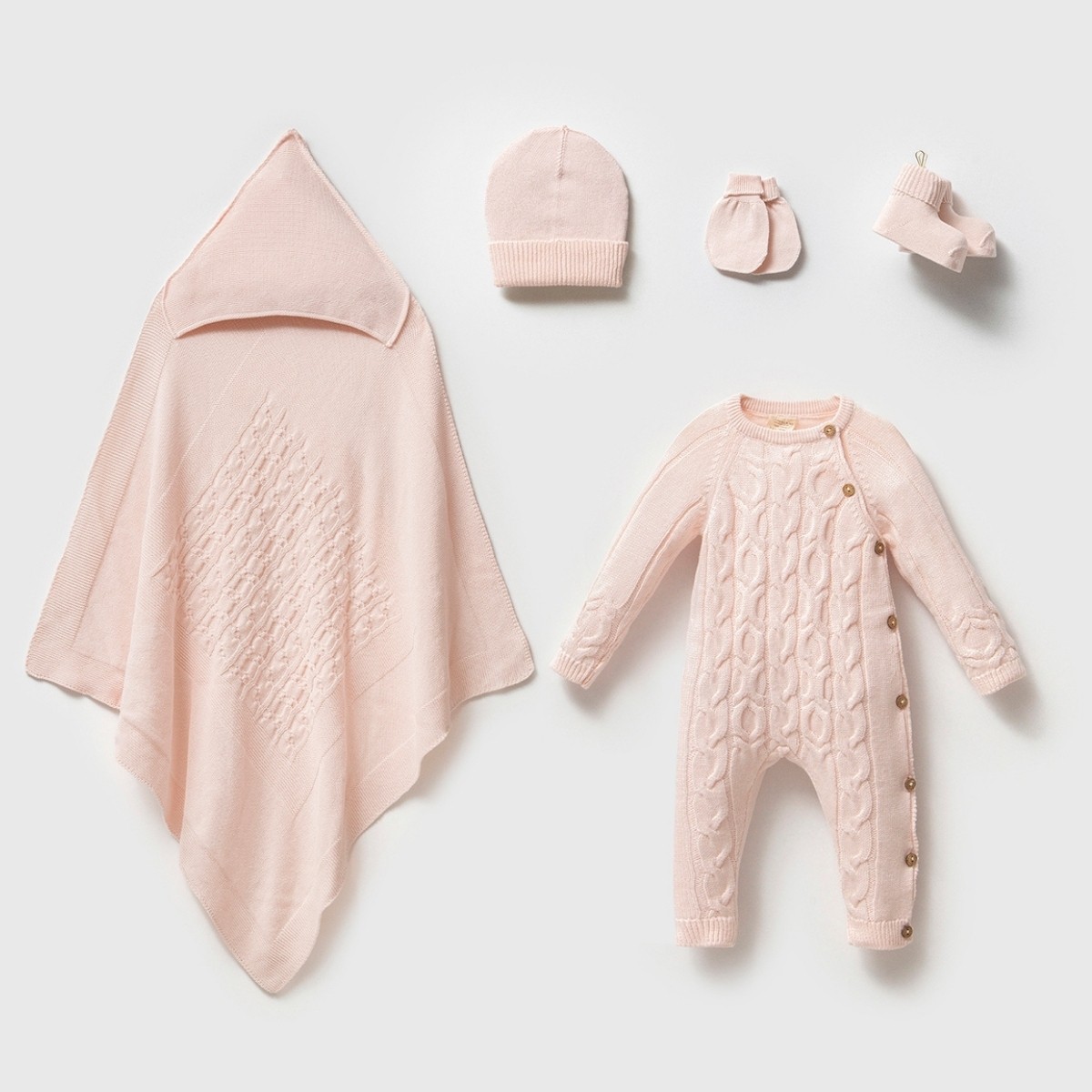 NİPPERLAND UNISEX 0-3 AY GOTS SERTİFİKALI KUNDAKLI 5Lİ SET - Pembe