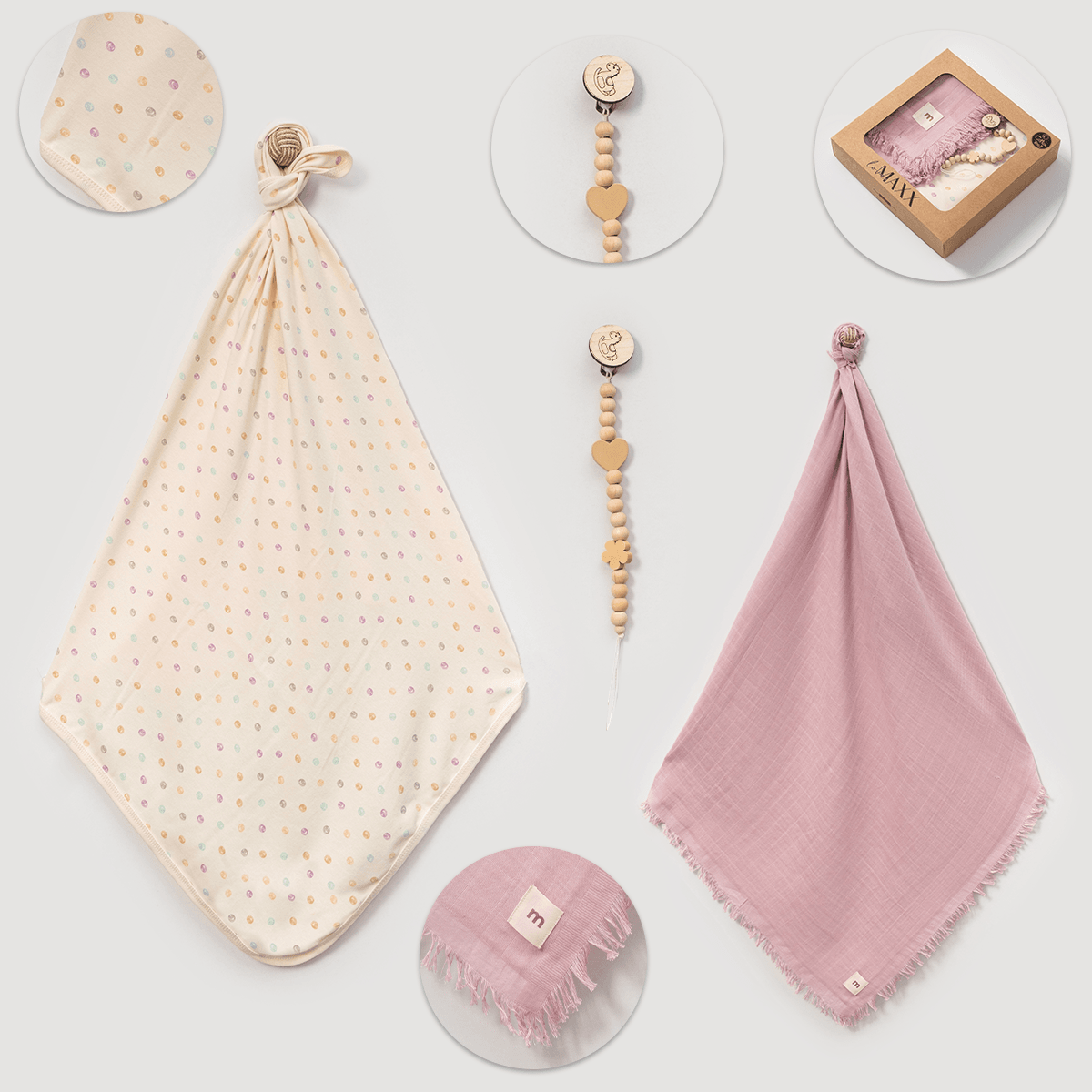 KIZ BEBEK PUANLI MÜSLİN VE PENYE 2'Lİ BATTANİYE SET