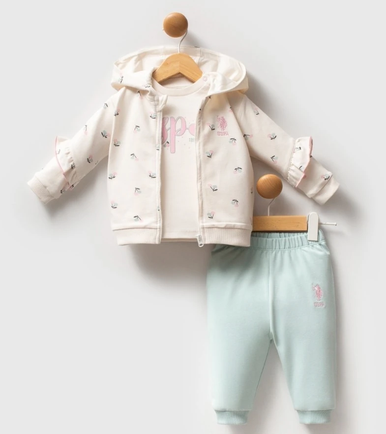U.S POLO Kız Bebek 6-9-12-18-24-36 A 3Lü Takım