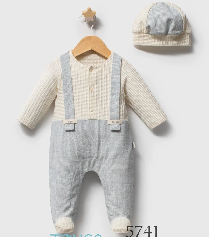 1-3-6 Ay Erkek Bebek Saılıng Soul Yelkenli Patikli Şapkalı Salopet Tulum