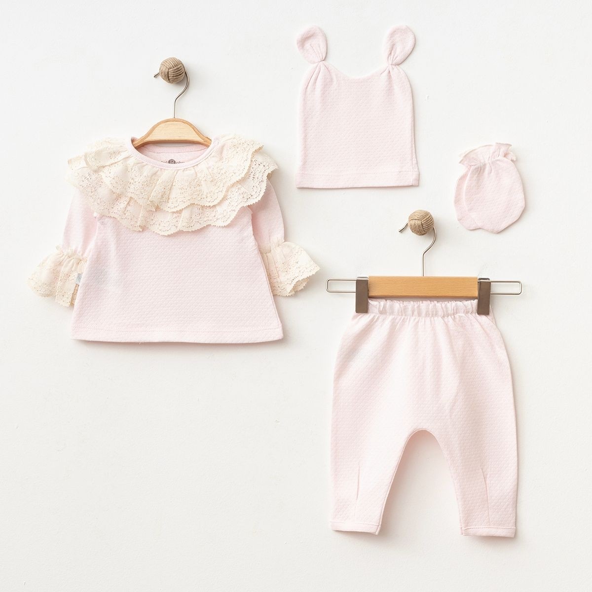 KIZ BEBEK 0/3-3/6 AY JAKAR FİSTOLU 4LÜ SET