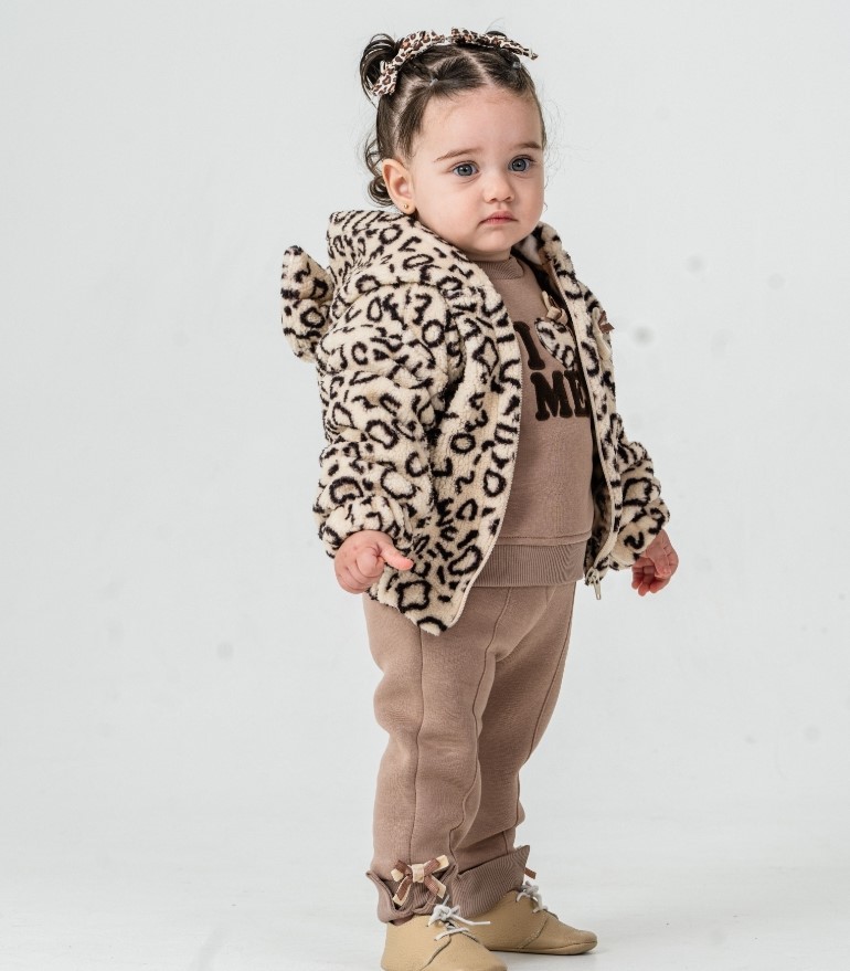 KIZ BEBEK 9-12-18 AY LEOPAR DESENLİ  3LÜ TAKIM