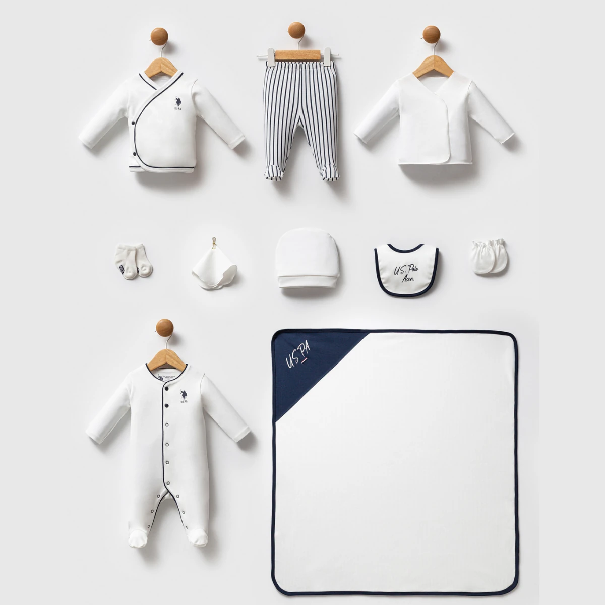 U.S POLO Erkek Bebek 0-3 Ay 10Lu Zıbın Hastane Çıkış Seti