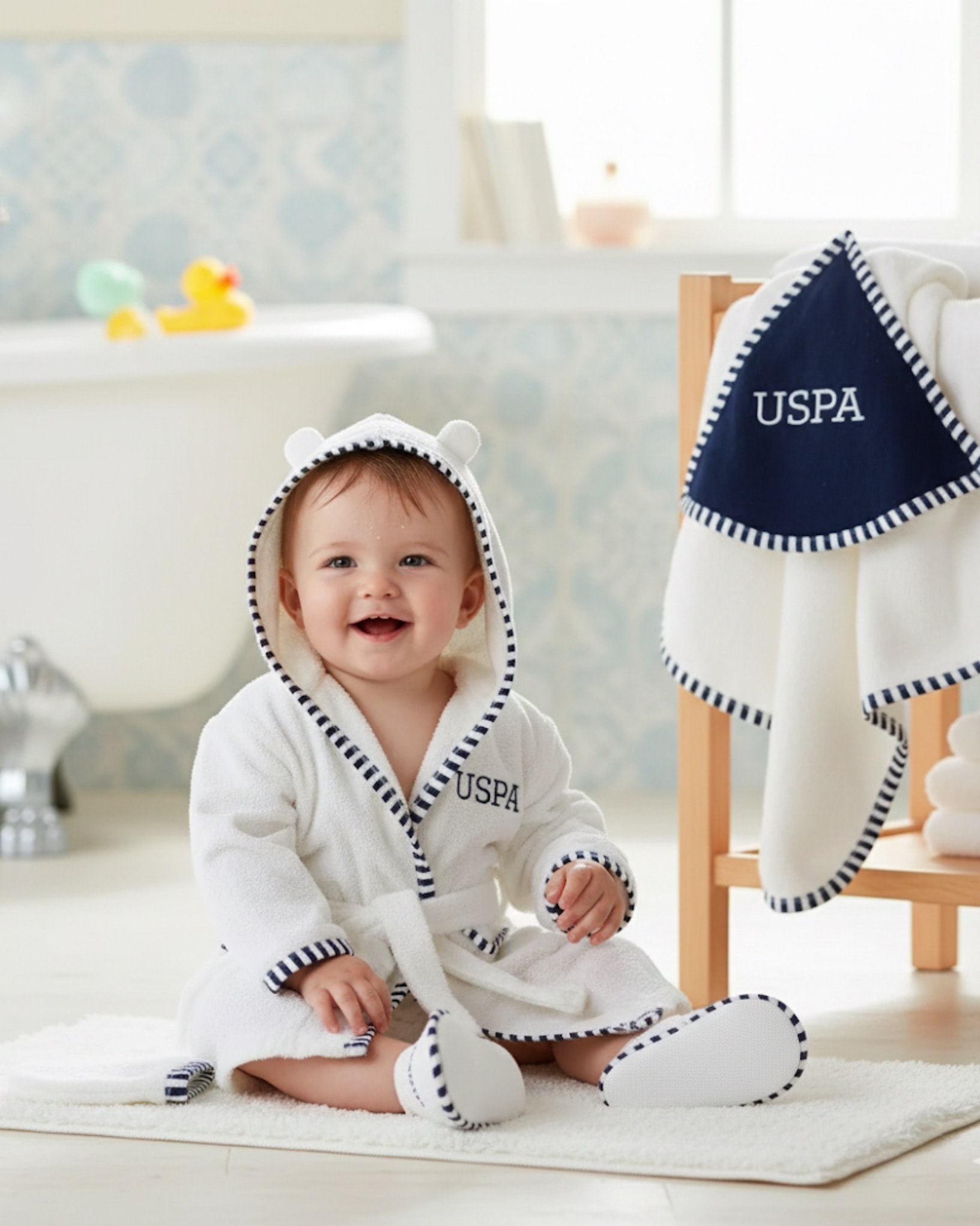  U.S. POLO ASSN. Erkek Bebek 0-12 Ay 4Lü Bornoz Seti