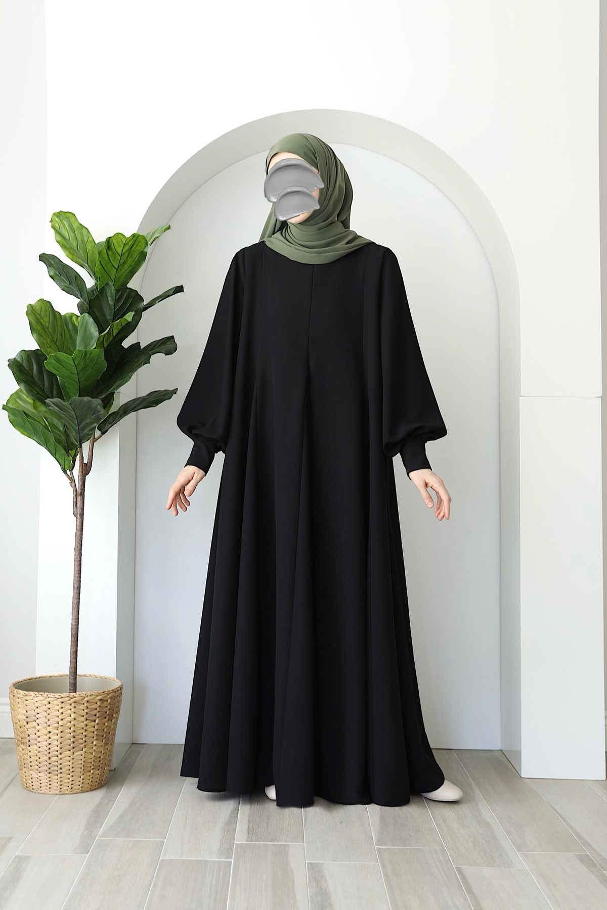 Prenses Model Kloş Ferace - Siyah