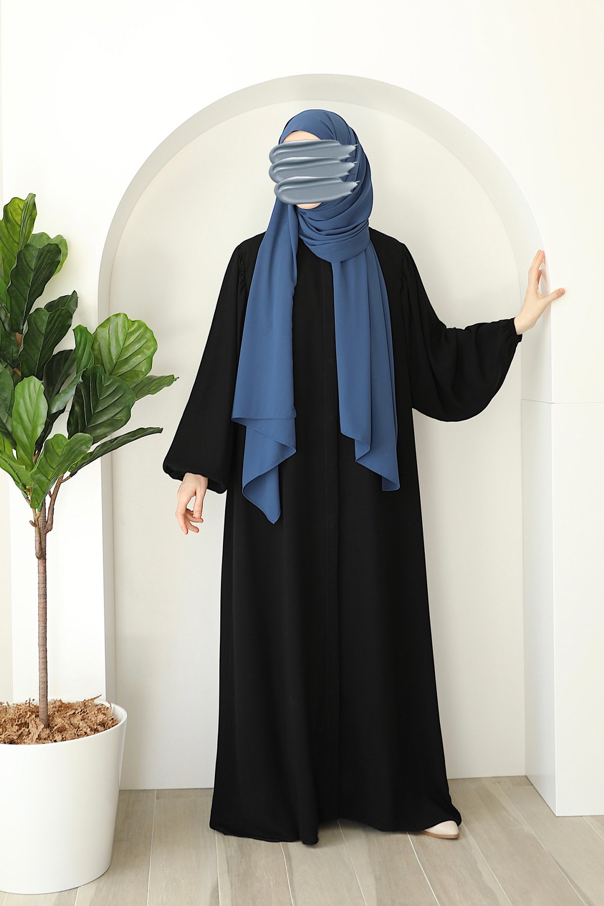 Balon Kol Çıtçıtlı Abaya