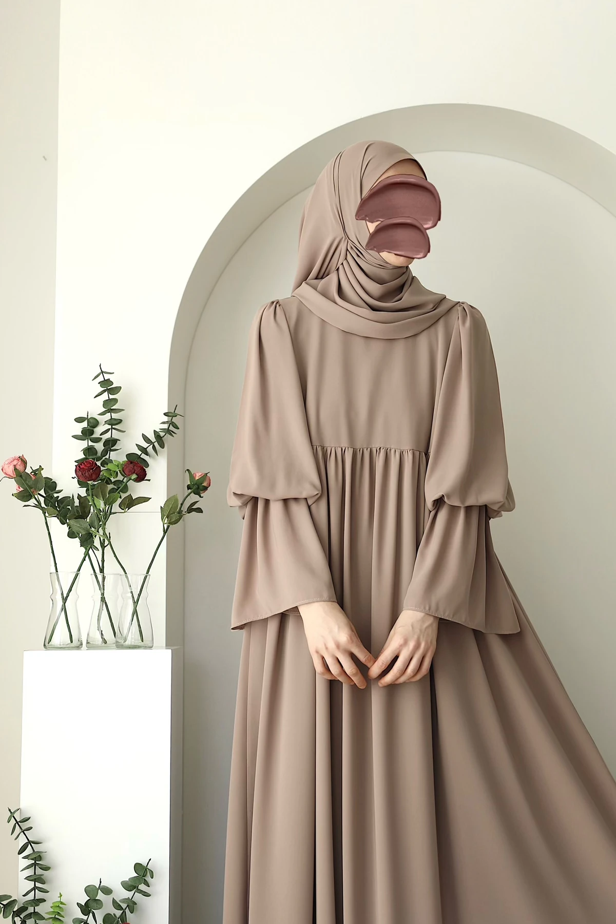 Robalı Büzgülü Kol Elbise