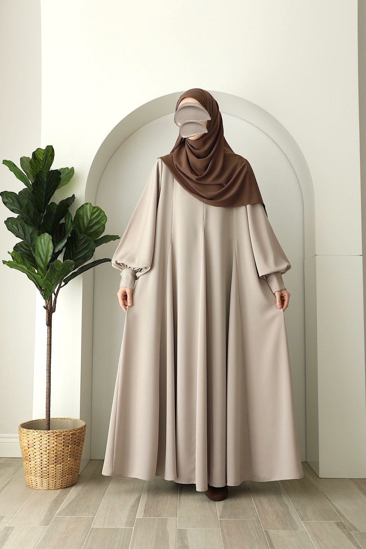 Prenses Model Kloş Ferace - Taş